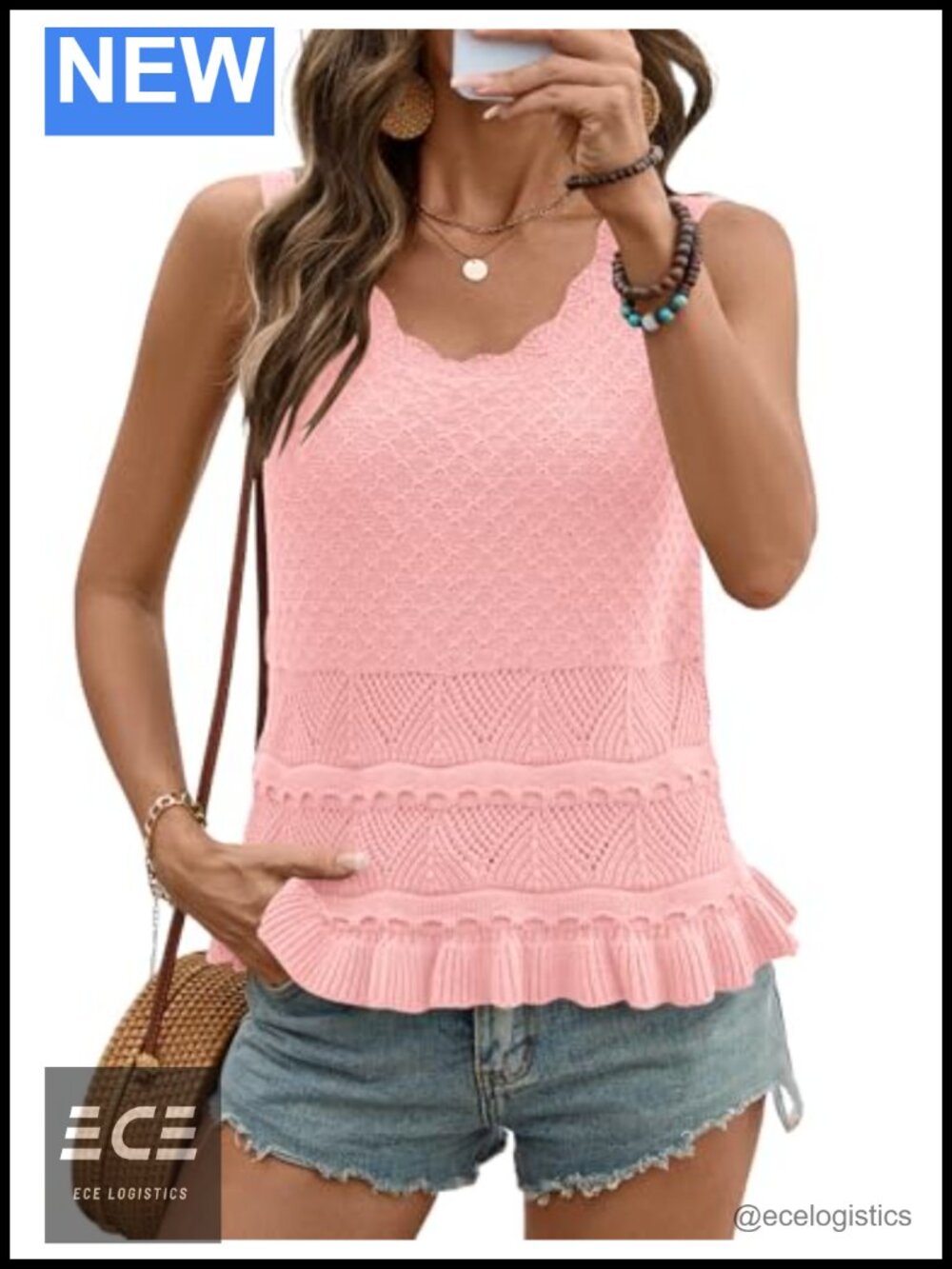 Boho Crochet Sweater Vest Sleeveless Tank Top Cropped Knit